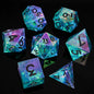 Electroplated Resin Dice Set Resin Edge Sharp for Dungeons & Dragons RPG MTG Board Games with Gift Box (Electroplating Purple-Green)