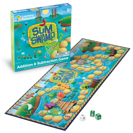 Learning Resources Sum Swamp Game Addition & Subtraction Game - 8 Pieces Ages 5+ Math Games for Kids Educational Kids Games Kindergarten Math Board Games Gifts for Boys and Girls