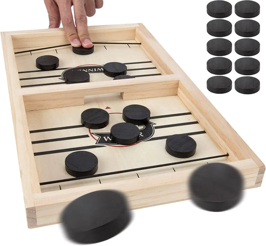 Fast Sling Puck Game Slingshot Games Toy Wooden Hockey Game Sling Puck Super Winner Board Games Toys for Adults Kids Parent-Child Interactive Chess Toy Board Table Game